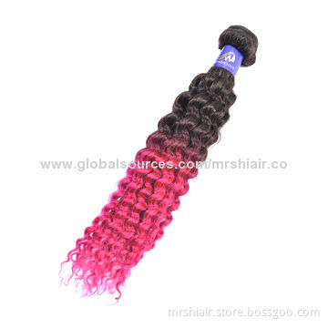 24-inch Omber Color Indian Curly Remy Hair Weaves